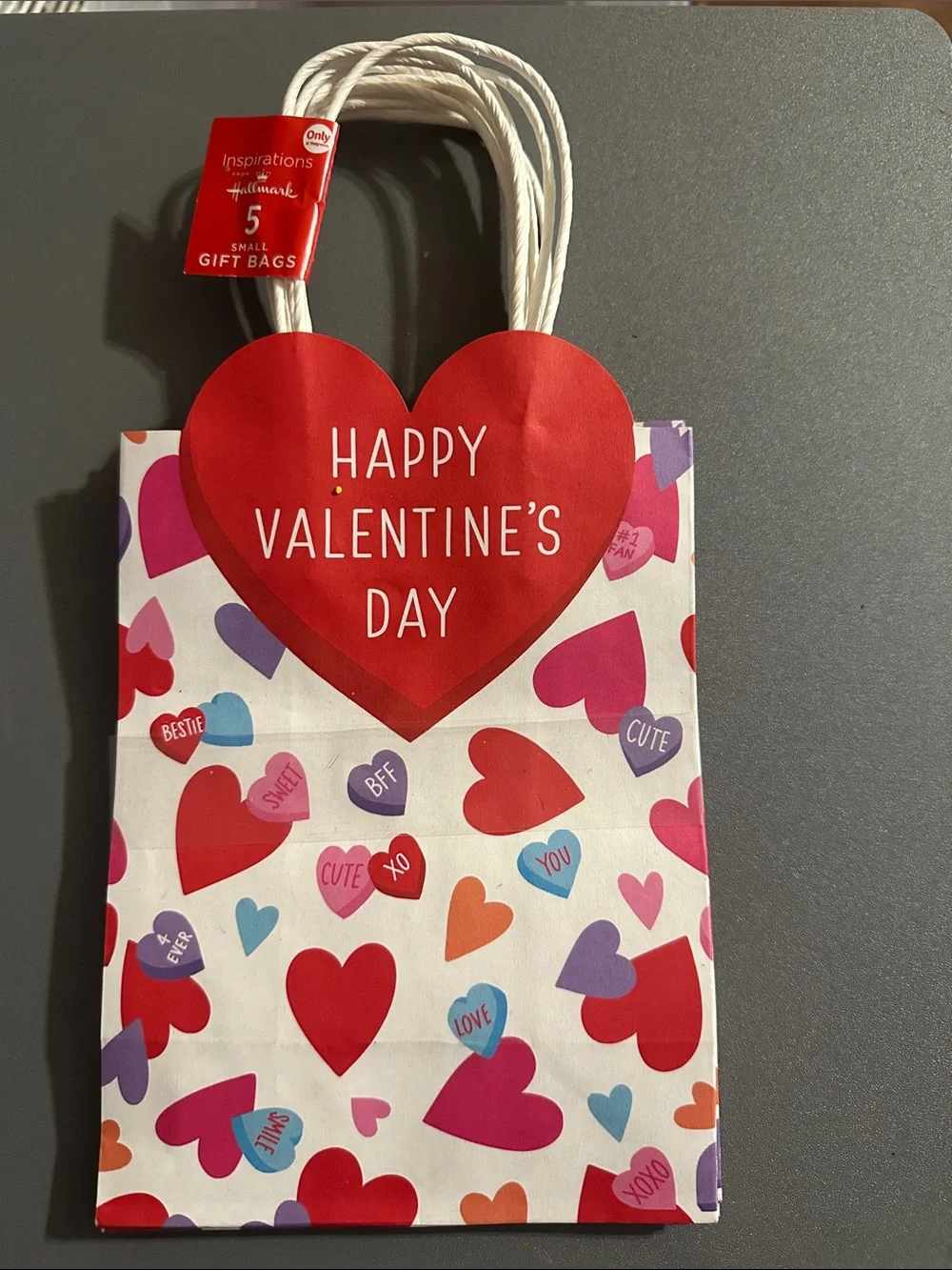 Hallmark Happy Valentine's Day Red Heart Gift Bag - Pack of 5